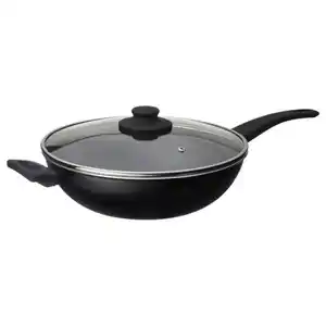 HEMLAGAD Wok mit Deckel, Antihaftbeschichtung schwarz, 28 cm