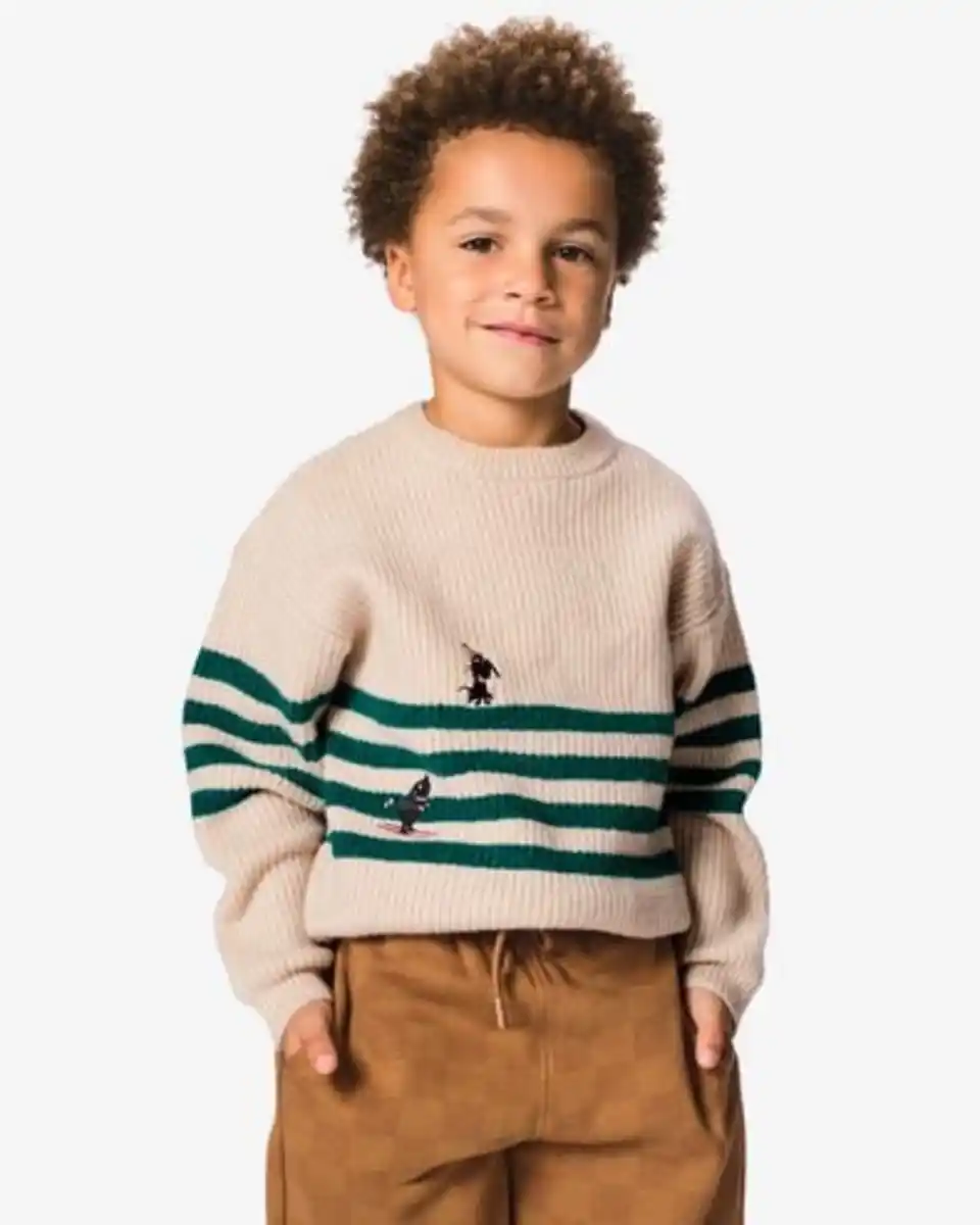 Bild 1 von Takkie-Kinderpullover aus Grobstrick, gestreift sandfarben