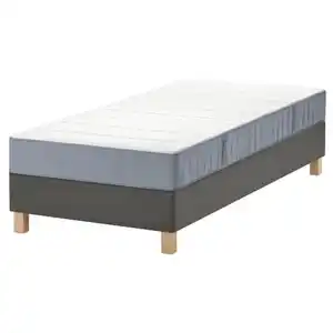 LYNGÖR Boxspringbett, Vesteröy fest/hellblau dunkelgrau, 90x200 cm