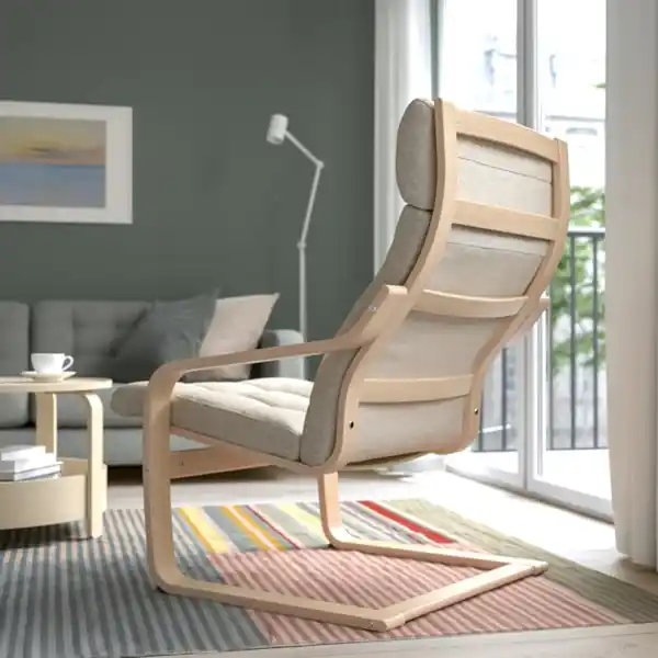 Bild 3 von POÄNG Sessel, Eichenfurnier weiß lasiert/Gunnared beige