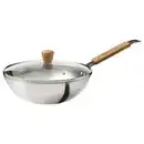 Bild 1 von VARDAGEN Wok mit Deckel, Glas/Karbonstahl Buche, 28 cm