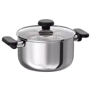 MIDDAGSMAT Topf mit Deckel, Klarglas/Edelstahl, 3 l