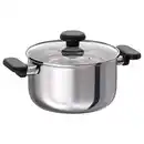 Bild 1 von MIDDAGSMAT Topf mit Deckel, Klarglas/Edelstahl, 3 l