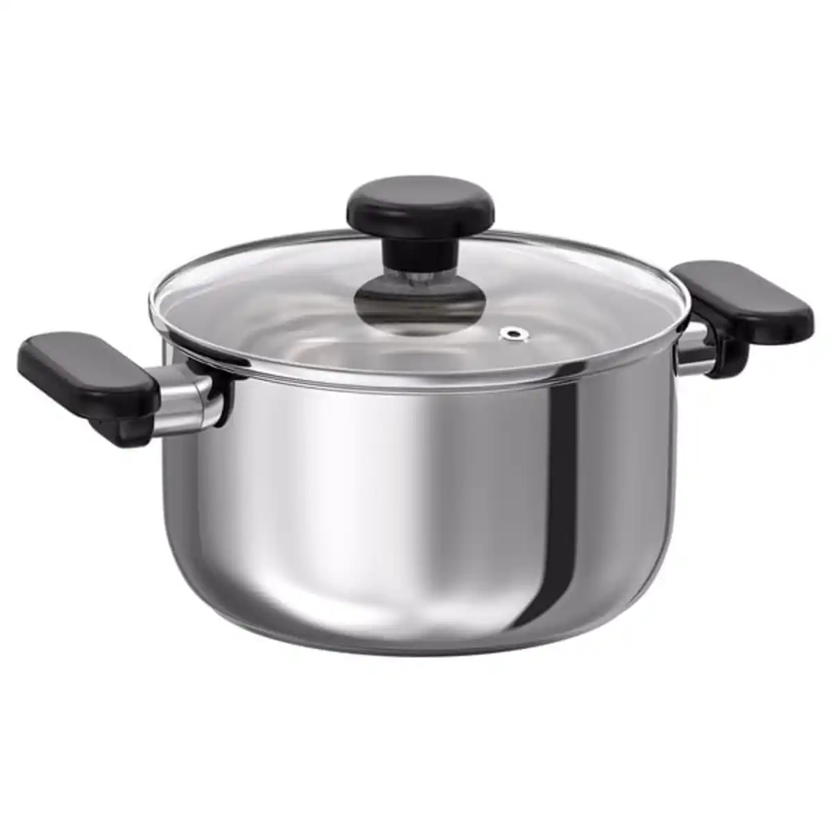 Bild 1 von MIDDAGSMAT Topf mit Deckel, Klarglas/Edelstahl, 3 l