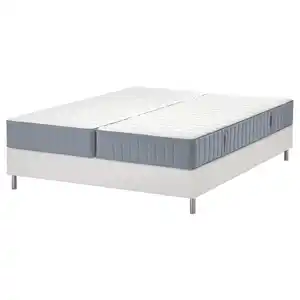 LYNGÖR Boxbett, Valevåg fest/mittelfest/hellblau weiß, 160x200 cm