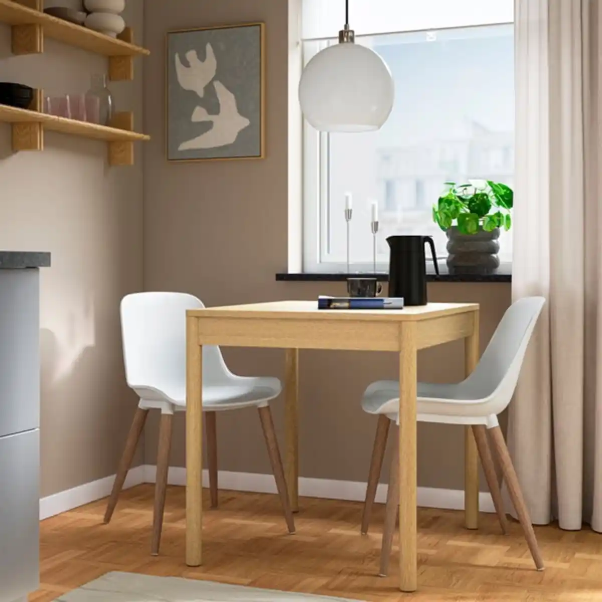 Bild 3 von GRÖNSTA Stuhl, drinnen/draußen weiß/hellbraun/Holz