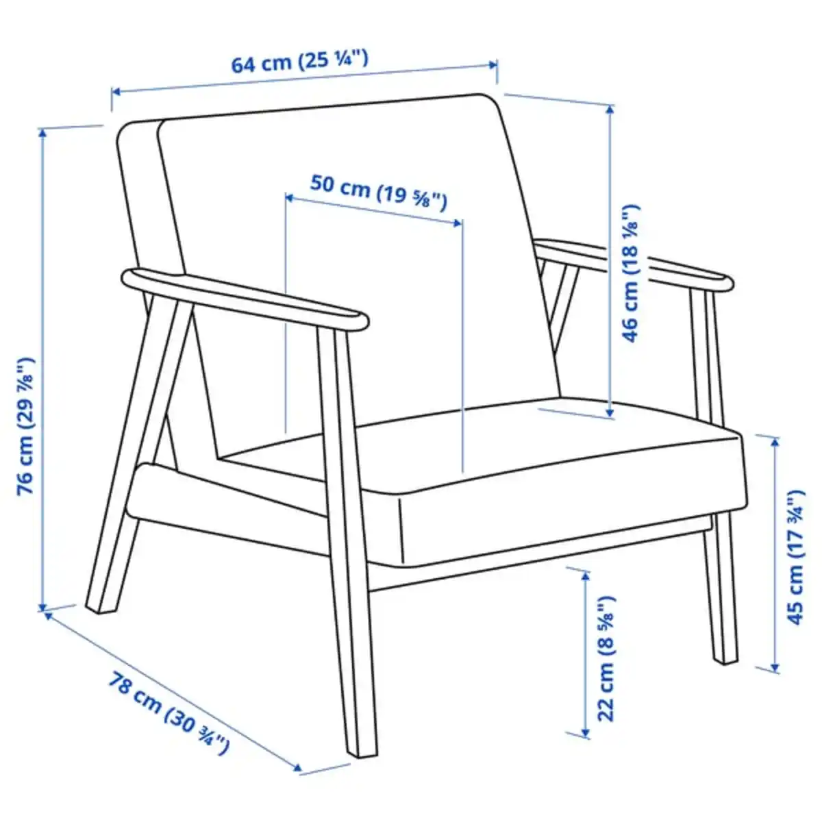 Bild 4 von EKENÄSET Sessel, Nussbaumnachbildung/Axvall dunkel graublau