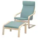 Bild 1 von POÄNG Sessel und Hocker, Birkenfurnier/Kelinge graublau