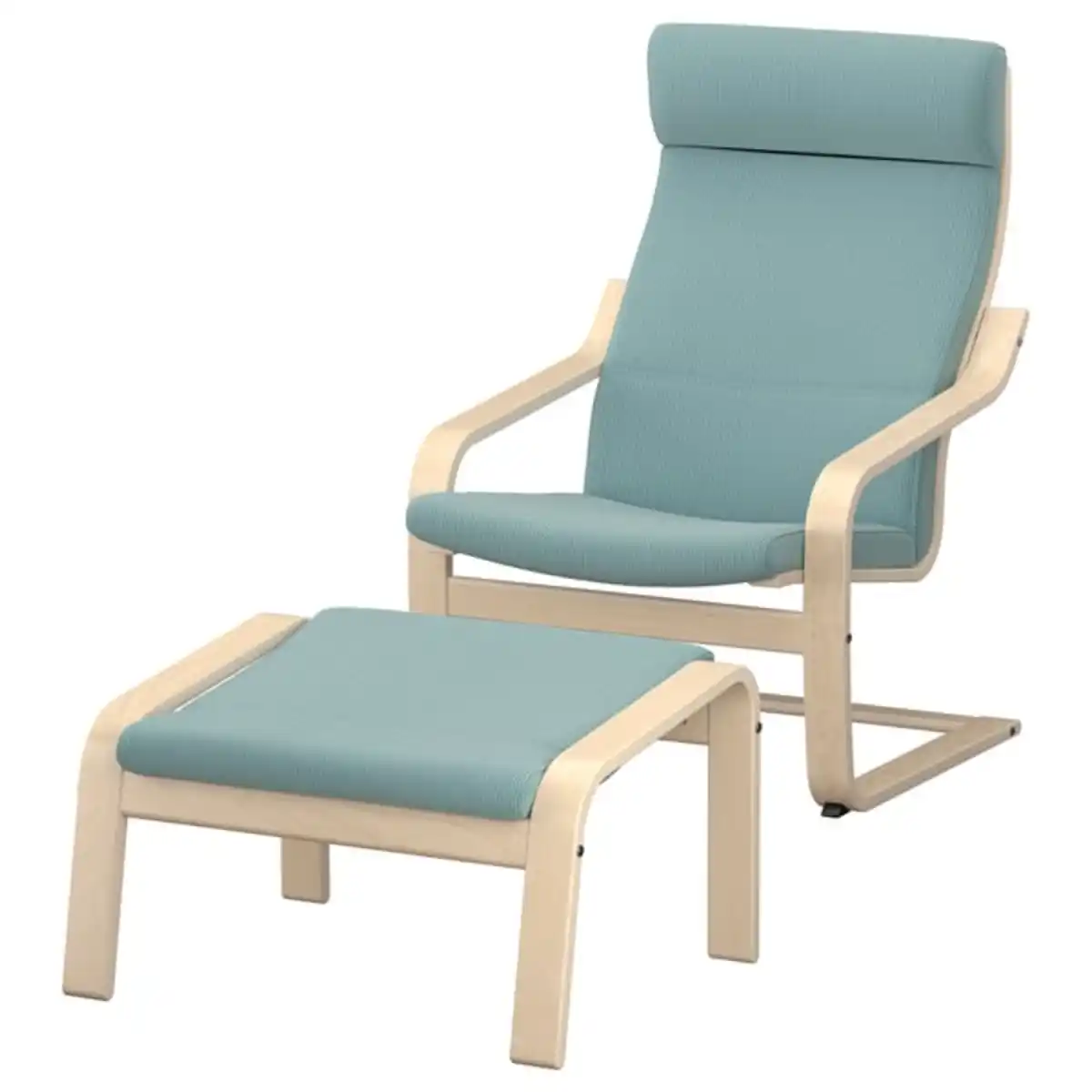 Bild 1 von POÄNG Sessel und Hocker, Birkenfurnier/Kelinge graublau