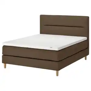 HEMFJÄLLET Boxspringbett, Valevåg mittelfest/Norrsele Tonerud dunkel graubraun, 180x200 cm