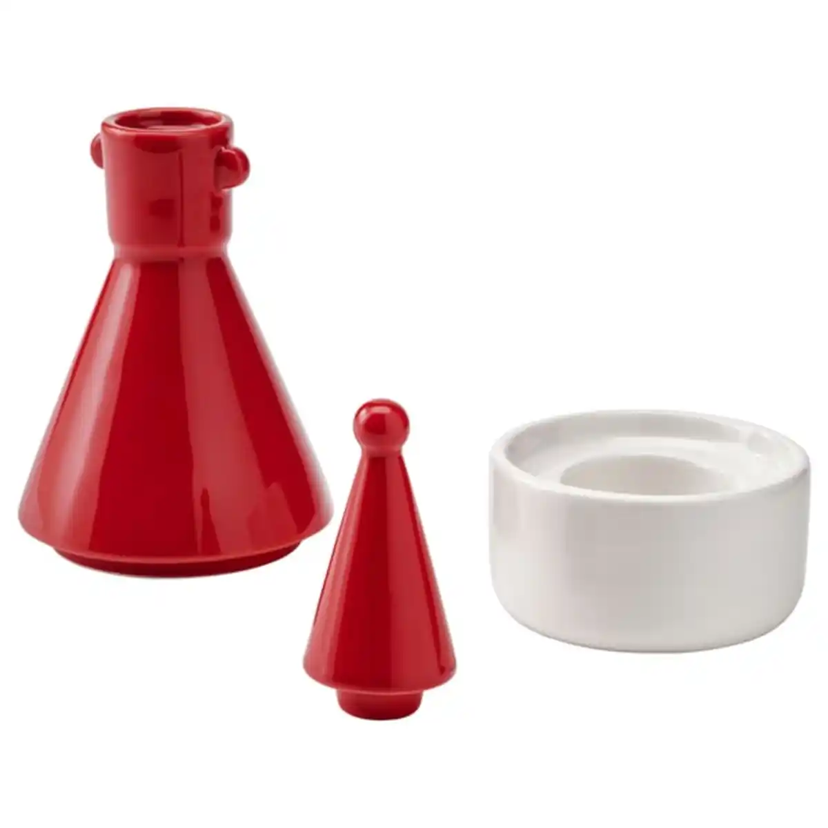 Bild 2 von VINTERFINT Kerzen-/Teelichthalter, weiß/rot, 22 cm