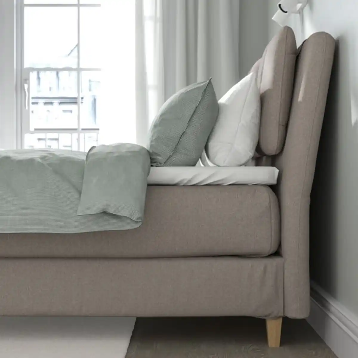 Bild 4 von LILLFJÄLLET Boxspringbett, Valevåg fest/Nisseholm Tibbleby dunkelbeige, 160x200 cm
