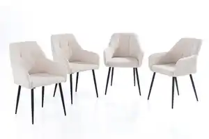 Prestige Home Living Indoor 2er-Set Esszimmerstuhl, gepolstert aus Samtbezug mit Metallstruktur, ca. 61 x 59 x 85 cm - Beige