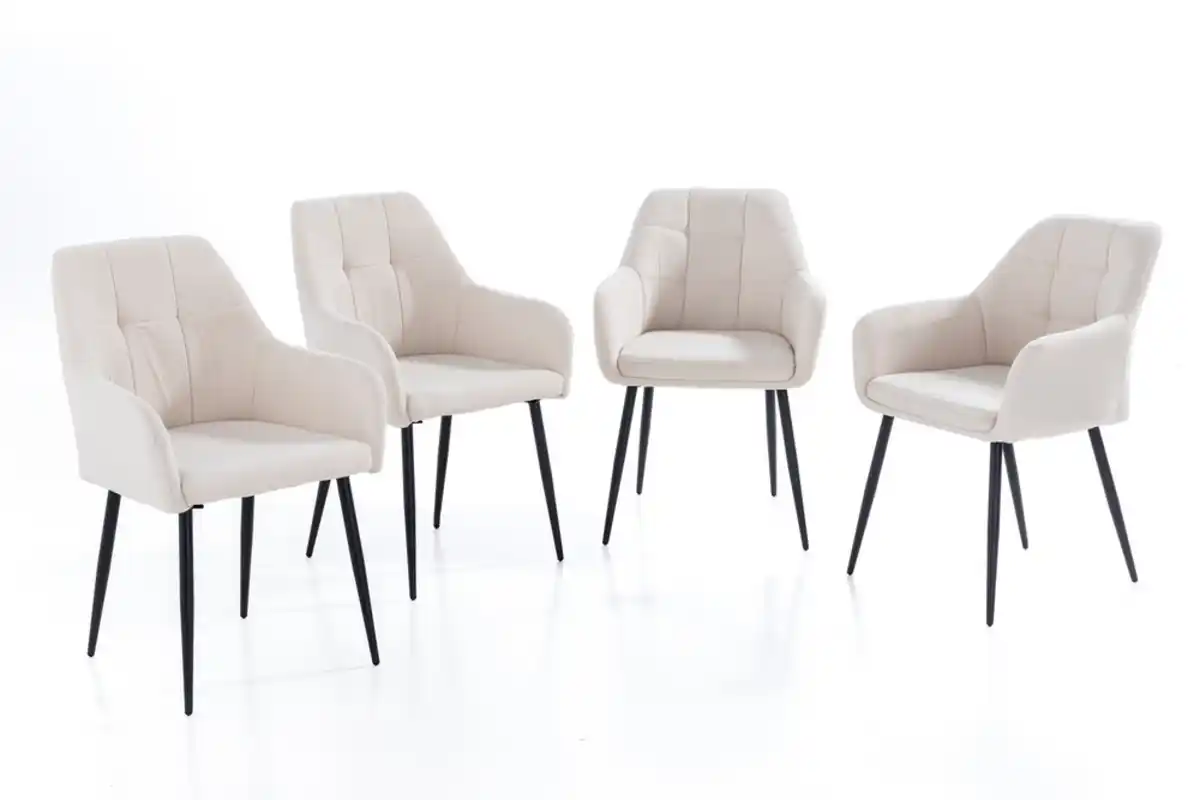 Bild 1 von Prestige Home Living Indoor 2er-Set Esszimmerstuhl, gepolstert aus Samtbezug mit Metallstruktur, ca. 61 x 59 x 85 cm - Beige
