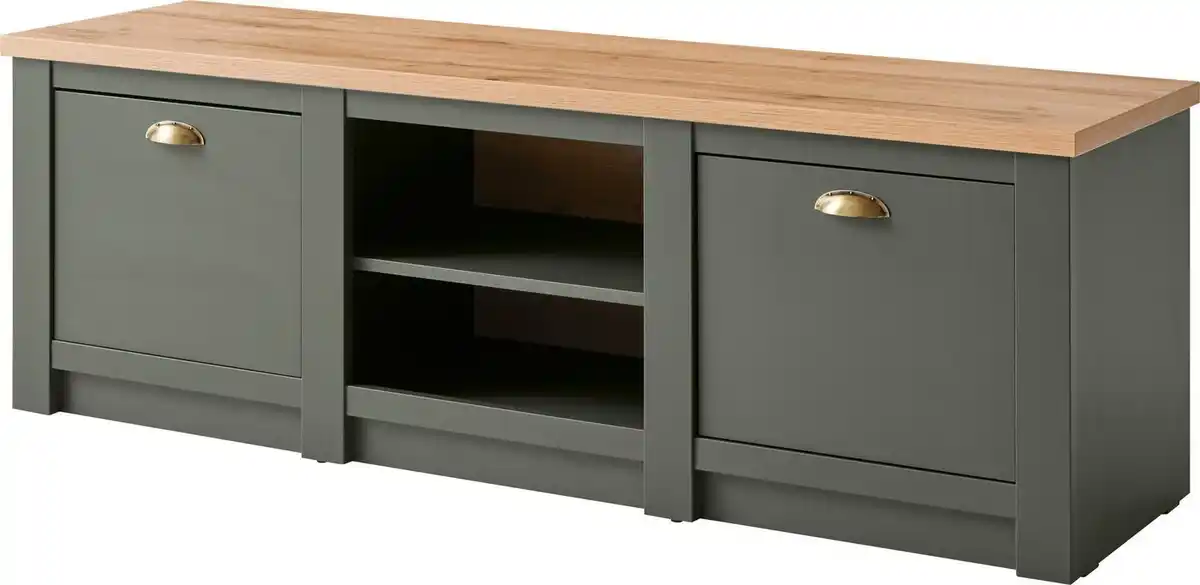 Bild 1 von Home affaire Lowboard Cambridge, moderner TV-Unterschrank, Kommode, TV-Schrank, Landhausstil, messingfarbene Metallgriffe, ausreichend Stauraum, 152 cm breit
