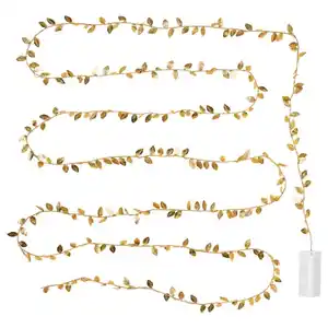 STRÅLA Lichterkette, LED, batteriebetrieben Blatt/goldfarben