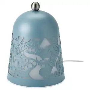 SOLSKUR Tischleuchte, LED, hellblau/vernickelt