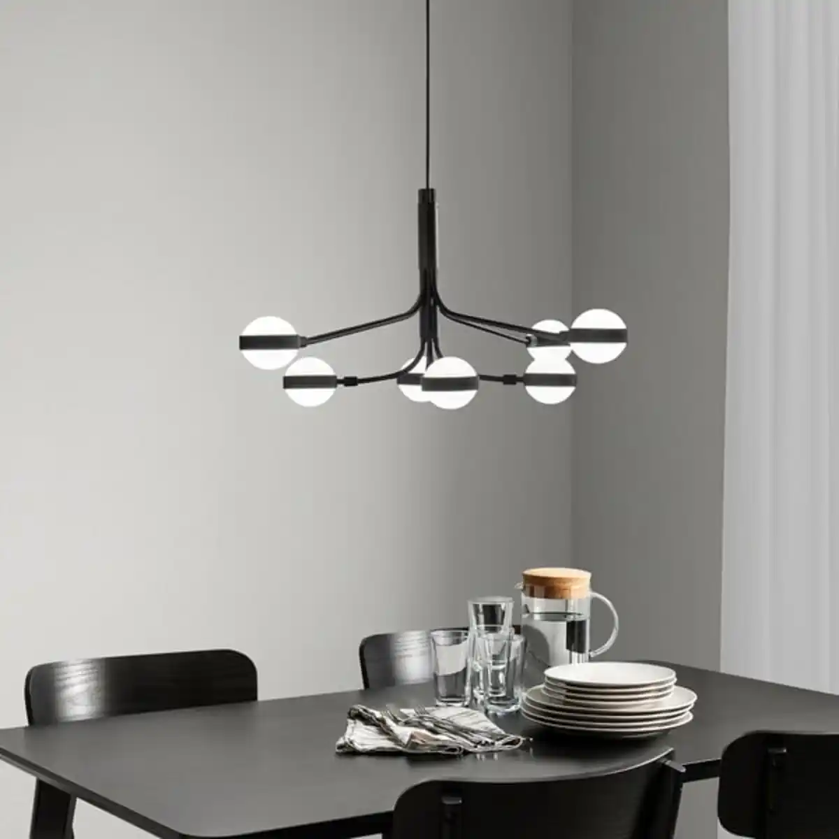 Bild 3 von STORSLINGA Kronleuchter 8-armig, LED, schwarz/weiß, 70 cm