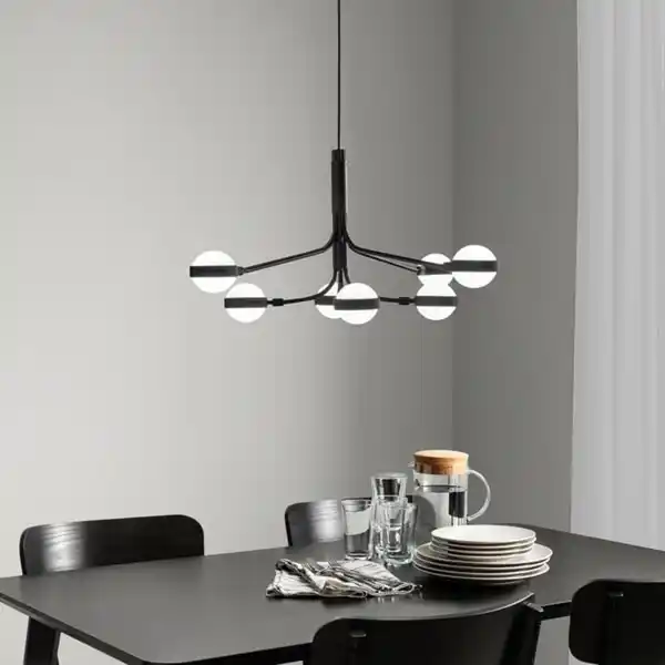 Bild 3 von STORSLINGA Kronleuchter 8-armig, LED, schwarz/weiß, 70 cm