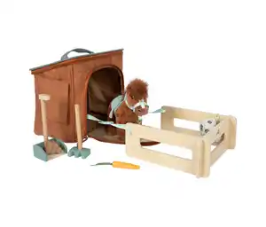 small foot Spielset Pferd mit Stall, dunkelbraun