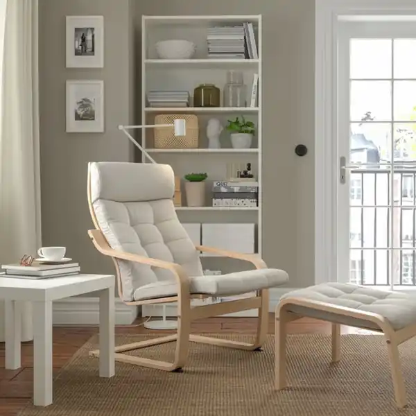 Bild 2 von POÄNG Sessel, Eichenfurnier weiß lasiert/Gunnared beige