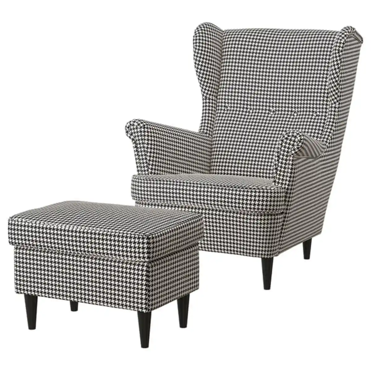 Bild 1 von STRANDMON Sessel und Hocker, Vibberbo schwarz/beige