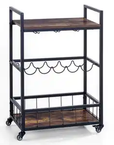 Prestige Home Living Indoor Servierwagen auf Rollen, ca. 60 x 34 x 90 cm - Braun