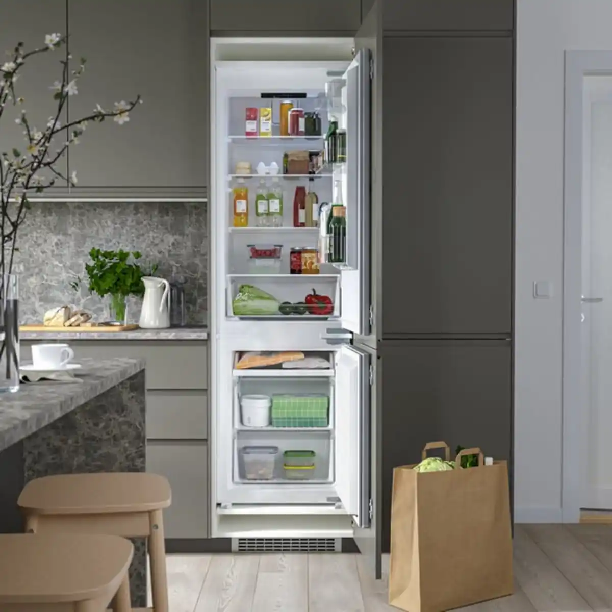 Bild 2 von RISNÄS Kühl-/Gefrierschrank, weiß/IKEA 500 integriert, 192/79 l