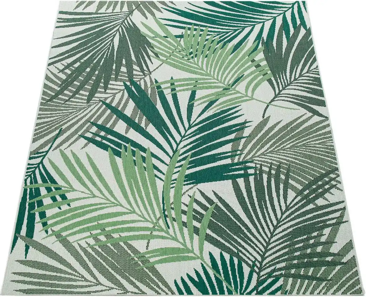 Bild 1 von Paco Home Teppich Ostende 534, rechteckig, Höhe: 4 mm, Flachgewebe, Motiv Palmenblätter, In- und Outdoor geeignet, Wohnzimmer