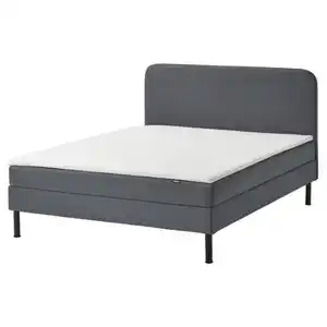 BLÅFJÄLLET Boxbett komplett, mittelfest/Kabusa dunkelgrau, 180x200 cm