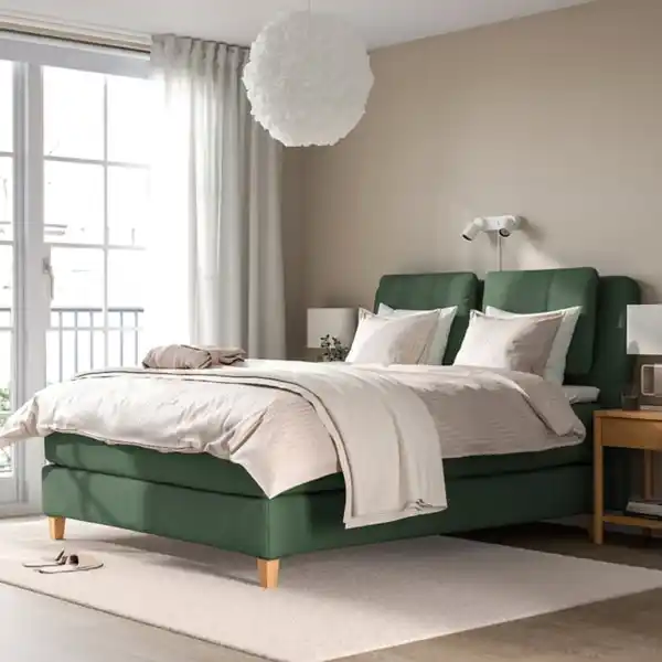 Bild 3 von LILLFJÄLLET Boxspringbett, Valevåg fest/Nisseholm Tibbleby graugrün, 160x200 cm