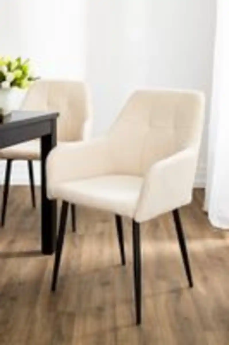 Bild 2 von Prestige Home Living Indoor 2er-Set Esszimmerstuhl, gepolstert aus Samtbezug mit Metallstruktur, ca. 61 x 59 x 85 cm - Beige