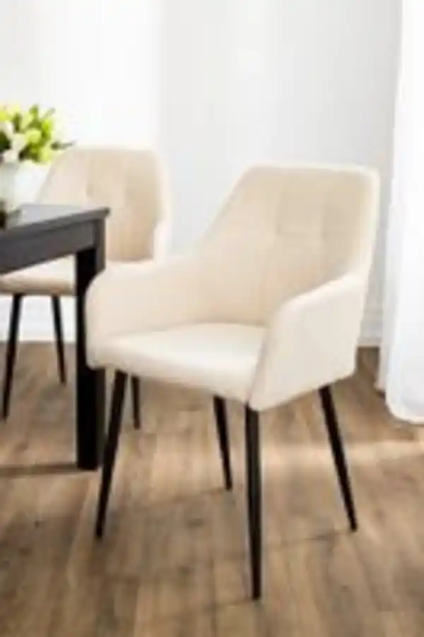 Bild 2 von Prestige Home Living Indoor 2er-Set Esszimmerstuhl, gepolstert aus Samtbezug mit Metallstruktur, ca. 61 x 59 x 85 cm - Beige