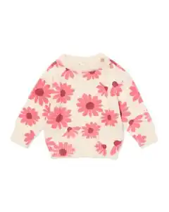 Babypullover mit Blumen ecru