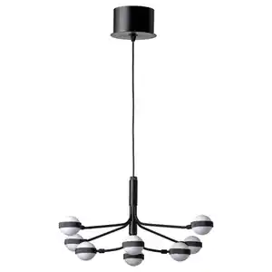 STORSLINGA Kronleuchter 8-armig, LED, schwarz/weiß, 70 cm