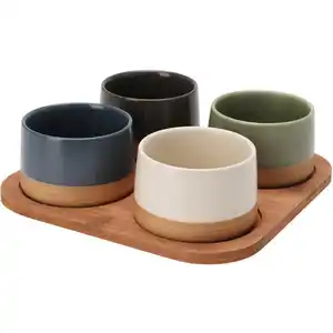 Excellent Houseware Snackschalen, Mehrfarbig, Keramik, 22x1x22 cm, Essen & Trinken, Geschirr, Schalen & Schüsseln