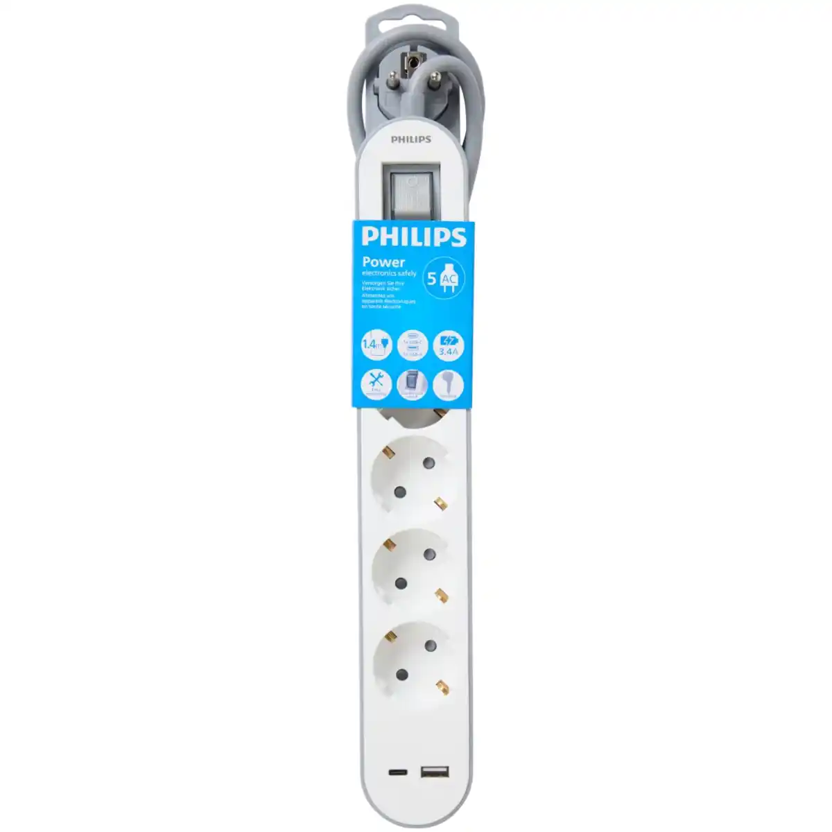 Bild 2 von Philips Steckdosenleiste mit USB-A- und USB-C-Anschluss