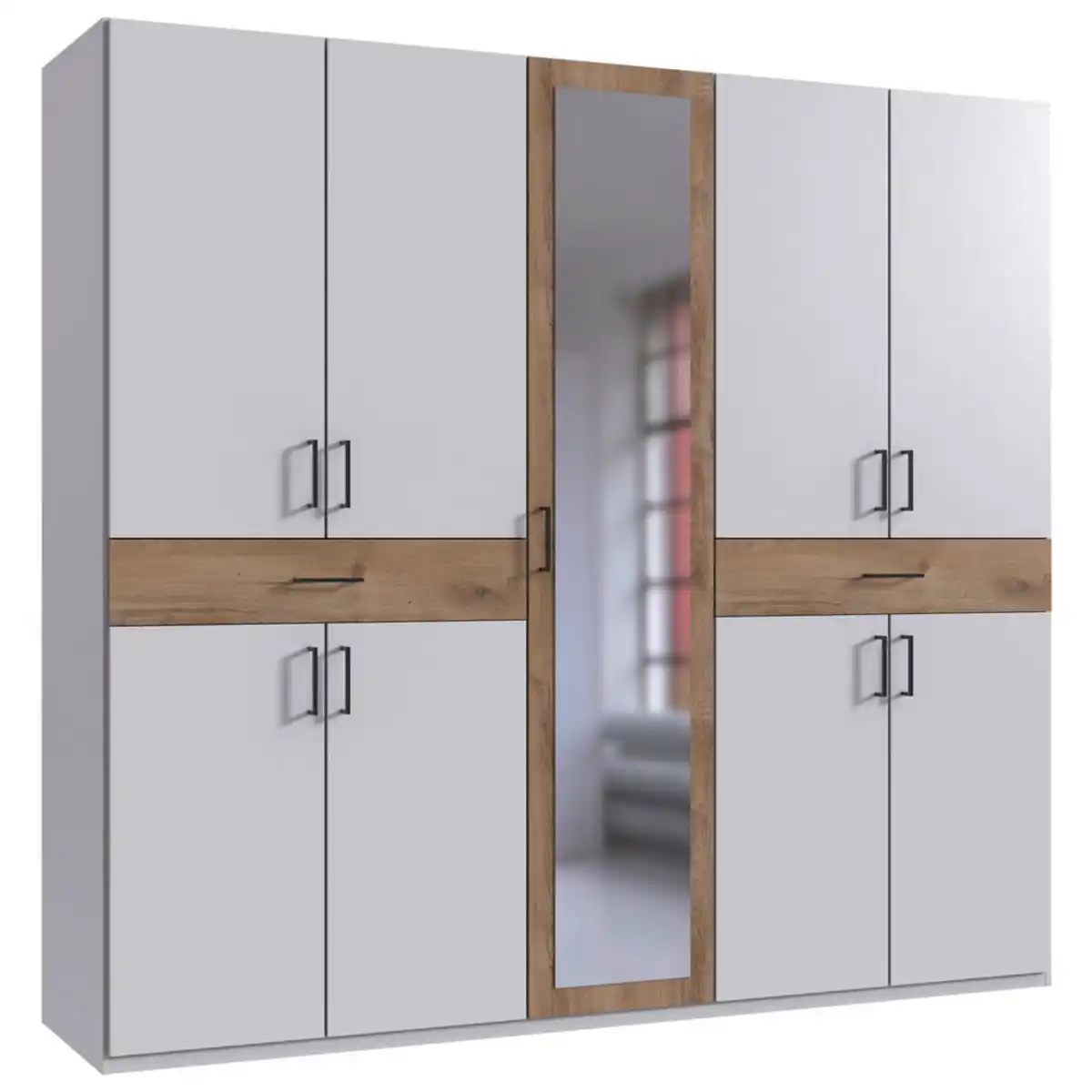 Bild 1 von Boxxx Drehtürenschrank, Weiß, Plankeneiche, Glas, Holzwerkstoff, 2 Fächer, 2 Schublade(n) Schubladen, 225x208x58 cm, BQ - Bündnis für Qualität, Made in Germany, DIN EN ISO 9001, Typenauswahl, i