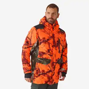 SOLOGNAC Jagdjacke Regenjacke 500 warm geräuscharm Treemetic Orange
