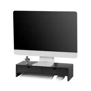 SoBuy Monitorständer, Schwarz, Holzwerkstoff, 47x11x18 cm, Arbeitszimmer, Bürozubehör