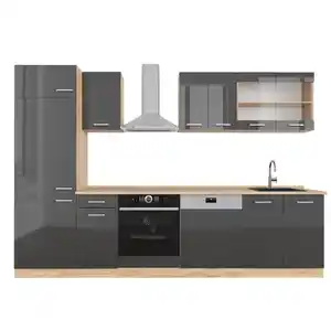 Vicco Küchenzeile, Anthrazit, Eiche, Holzwerkstoff, Küchenblock,Rechteckig, 300x206.8x46 cm, Küchen, Küchenzeilen & Küchenblöcke, Küchenzeilen ohne Geräte