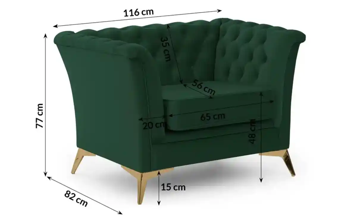 Bild 2 von S-STYLE Chesterfield Sessel Wilhelm