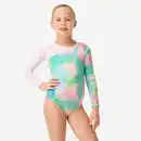 Bild 1 von DOMYOS Langarm Gymnastikanzug Turnanzug Mädchen - türkisblau mit Strass Herzmotiv