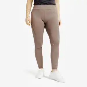 FOUGANZA Winter-Reitleggings Damen Full Grip Silikon hellbraun