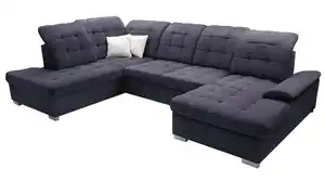 Wohnlandschaft Schlaffunktion blau Bettkasten 343 cm - VIKTOR