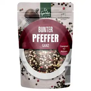 LE GUSTO Gewürze im Nachfüllbeutel 100 g, Bunter Pfeffer, ganz