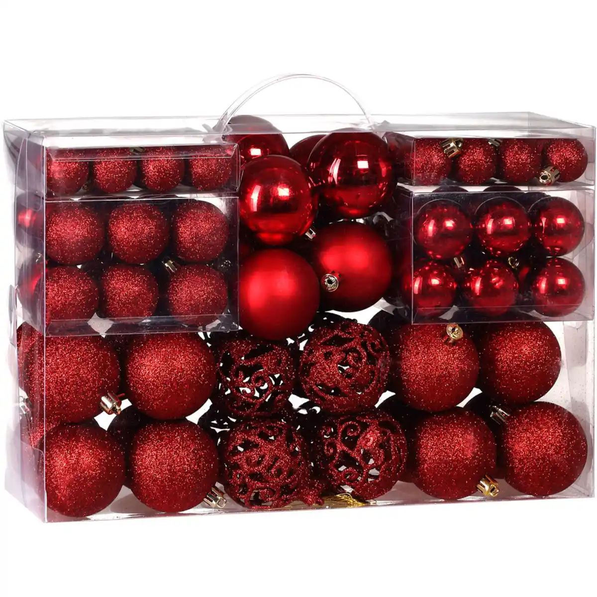 Bild 1 von casaria® Weihnachtsbaumkugeln 100-teilig rot